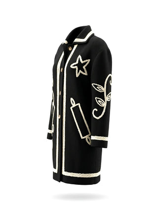 Fall 1990 Todd Oldham Wool Coat with Chenille Embroidery
