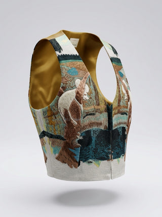 Spring 1994 Dreams Collection - Todd Oldham Silk Embroidered Cropped Vest