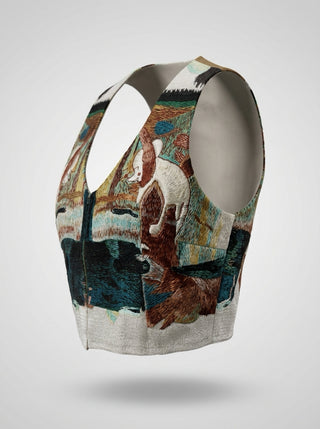 Spring 1994 Dreams Collection - Todd Oldham Silk Embroidered Cropped Vest