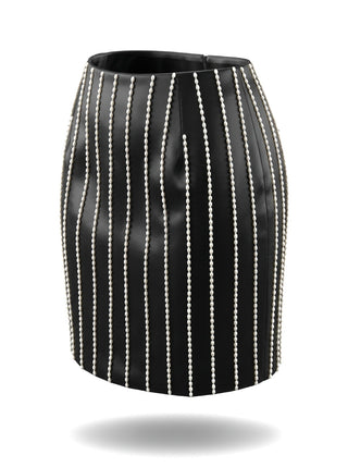 Spring 1998 Todd Oldham Silk Satin Skirt With Fresh Water Pearl Pinstripe