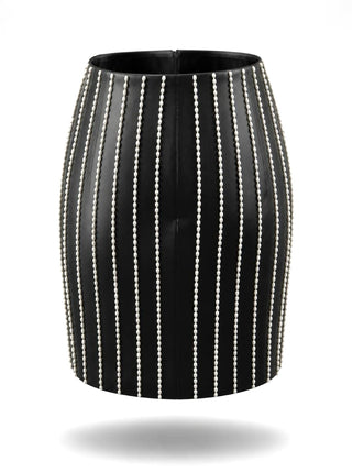 Spring 1998 Todd Oldham Silk Satin Skirt With Fresh Water Pearl Pinstripe