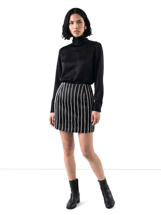 Spring 1998 Todd Oldham Silk Satin Skirt With Fresh Water Pearl Pinstripe