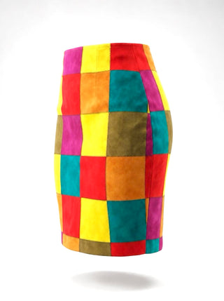 Fall 1991 Todd Oldham Ultrasuede Patchwork Skirt