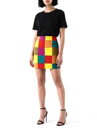 Fall 1991 Todd Oldham Ultrasuede Patchwork Skirt
