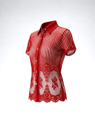 Spring 1997 Todd Oldham Striped Rayon Lace Shirt