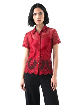 Spring 1997 Todd Oldham Striped Rayon Lace Shirt