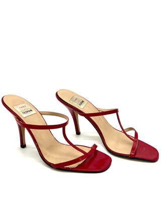 Spring 1995 Todd Oldham Red Patent Leather Sandals, Size 39