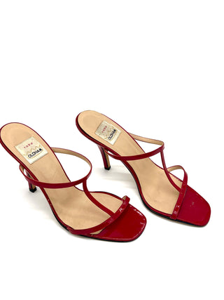 Spring 1995 Todd Oldham Red Patent Leather Sandals, Size 39