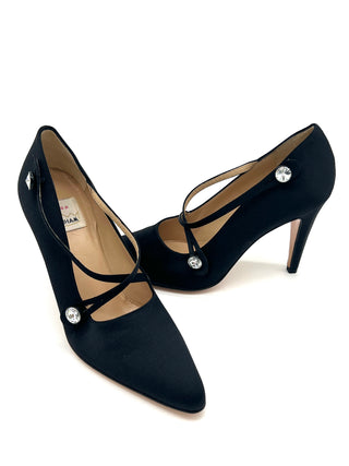 Fall 1995 Todd Oldham Matte Satin Strap Pumps, Size 39