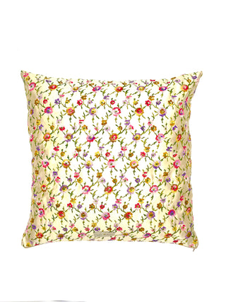 Vintage Todd Oldham Spring 1997 Silk Satin Embroidered Floral Pillow