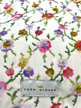 Vintage Todd Oldham Spring 1997 Silk Satin Embroidered Floral Pillow