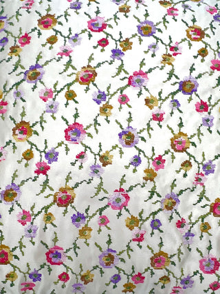 Vintage Todd Oldham Spring 1997 Silk Satin Embroidered Floral Pillow