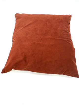 Vintage Textile Geometric Pillow – Mod Print with Chestnut Ultrasuede Back