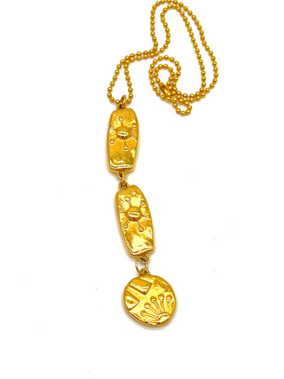 Todd Oldham Spring 1993 “Fair” Collection 3-Tier 24kt Gold-Plated Signed Charm Ball Chain Necklace
