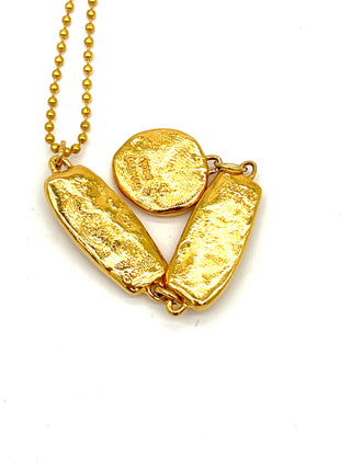 Todd Oldham Spring 1993 “Fair” Collection 3-Tier 24kt Gold-Plated Signed Charm Ball Chain Necklace
