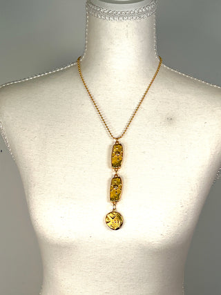 Todd Oldham Spring 1993 “Fair” Collection 3-Tier 24kt Gold-Plated Signed Charm Ball Chain Necklace