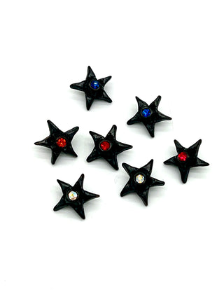 Vintage Todd Oldham Signed Bright Star Buttons Set of 7 - Multi Colored Crystals