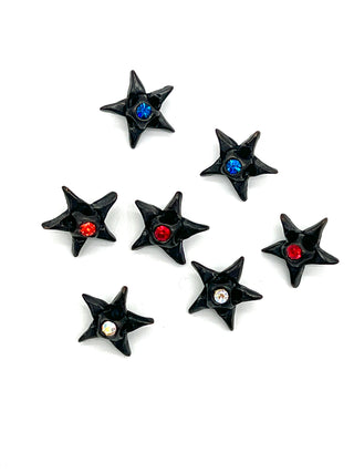 Vintage Todd Oldham Signed Bright Star Buttons Set of 7 - Multi Colored Crystals