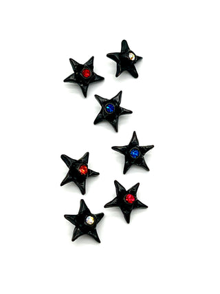 Vintage Todd Oldham Signed Bright Star Buttons Set of 7 - Multi Colored Crystals