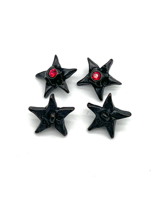 Vintage Todd Oldham Signed Bright Star Buttons Set of 7 - Bright Red Swarovski Crystals