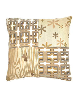1990s Limited Edition Matte And Shine Patchwork Pillow With Metallic Geometric Back