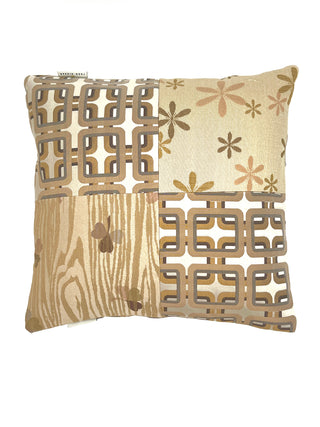 1990s Limited Edition Matte And Shine Patchwork Pillow With Metallic Geometric Back