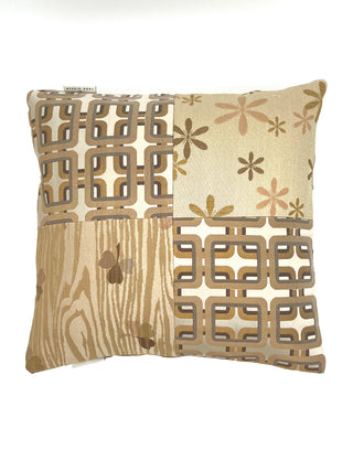 1990s Limited Edition Matte And Shine Patchwork Pillow With Metallic Geometric Back