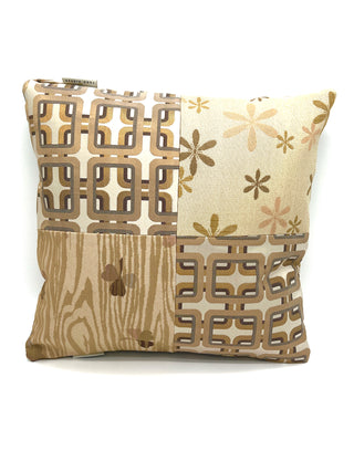 1990s Limited Edition Matte And Shine Patchwork Pillow With Metallic Geometric Back