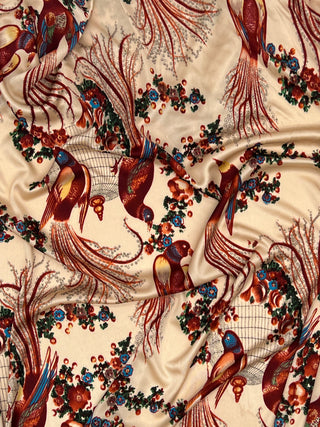 Vintage Todd Oldham Spring 1998 Runway Pheasant Print Stretch Silk  Matte Jersey Fabric – 45" Wide, 4 Yard Bundle