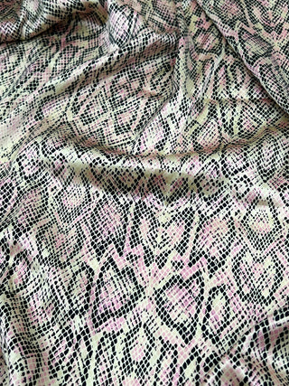Vintage Todd Oldham Spring 1995 Runway Snake Print Stretch Silk Charmeuse Fabric – Pale Pink Details