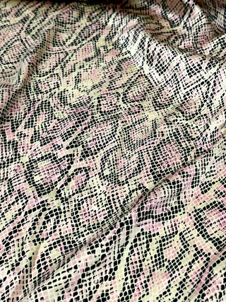 Vintage Todd Oldham Spring 1995 Runway Snake Print Stretch Silk Charmeuse Fabric – Pale Pink Details