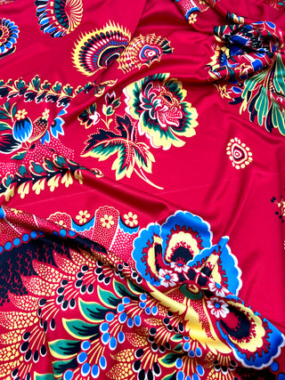 Vintage Spring 1998 Bold Floral Print Silk Lycra Matte Jersey Fabric – 4 Yard Bundle - Panel Print