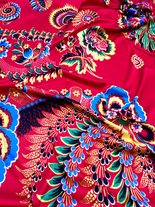 Vintage Spring 1998 Bold Floral Print Silk Lycra Matte Jersey Fabric – 4 Yard Bundle - Panel Print