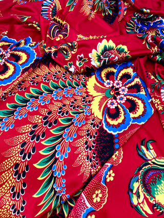 Vintage Spring 1998 Bold Floral Print Silk Lycra Matte Jersey Fabric – 4 Yard Bundle - Panel Print