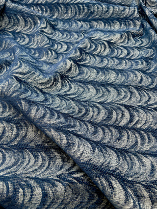 Todd Oldham Vintage 1990s Drape Print Upholstery Textile – Royal Blue Overtint Cotton/Rayon/Nylon