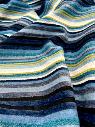 Todd Oldham Vintage 1990s Chenille Stripe Upholstery Fabric – Cotton/Lycra/Nylon Textile