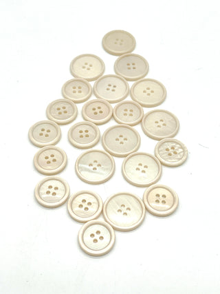 Set of 20 Vintage 1950s  Abalone Shell Buttons – Pearly Cream 4-Hole Buttons