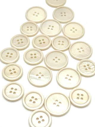 Set of 20 Vintage 1950s  Abalone Shell Buttons – Pearly Cream 4-Hole Buttons