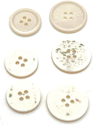 Set of 20 Vintage 1950s  Abalone Shell Buttons – Pearly Cream 4-Hole Buttons
