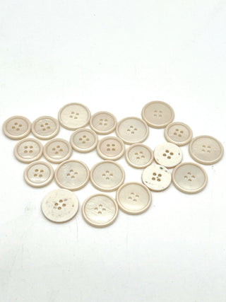 Set of 20 Vintage 1950s  Abalone Shell Buttons – Pearly Cream 4-Hole Buttons