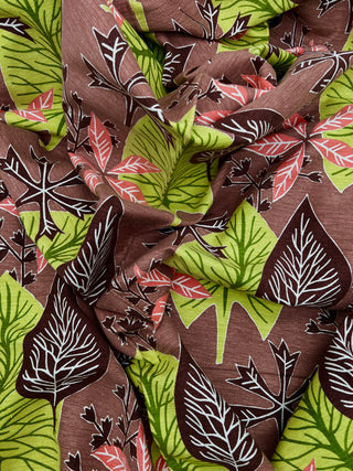 Todd Oldham Studio Vintage Textile Collection – 1950s Waverly “Leaf Shadow” Cotton Barkcloth Fabric  - 4 Yard Bundles