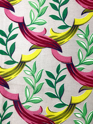 Todd Oldham Collection - 1940s Vintage Goldco Ribbon & Ivy Barkcloth Textile Panel