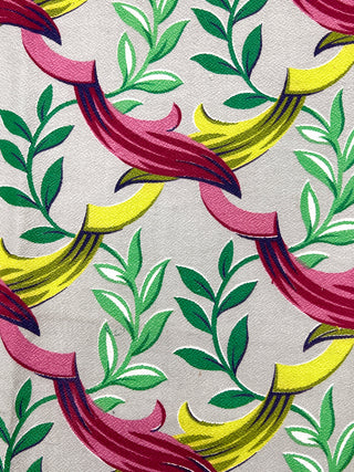 Todd Oldham Collection - 1940s Vintage Goldco Ribbon & Ivy Barkcloth Textile Panel