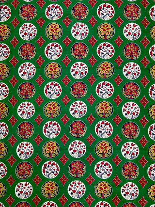 Todd Oldham Collection - Vintage Barkcloth Textile Panel with Stylized Tree Medallions — Beaded Version Used in Todd Oldham Fall 1992 Collection