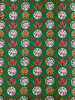 Todd Oldham Collection - Vintage Barkcloth Textile Panel with Stylized Tree Medallions — Beaded Version Used in Todd Oldham Fall 1992 Collection