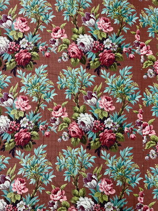 Todd Oldham Collections - Large 1940s Peony Print Nubby Cotton Barkcloth Panel
