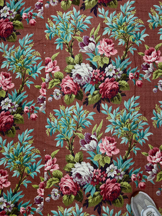 Todd Oldham Collections - Large 1940s Peony Print Nubby Cotton Barkcloth Panel