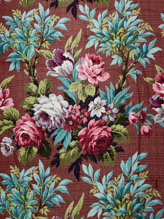 Todd Oldham Collections - Large 1940s Peony Print Nubby Cotton Barkcloth Panel