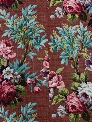 Todd Oldham Collections - Large 1940s Peony Print Nubby Cotton Barkcloth Panel