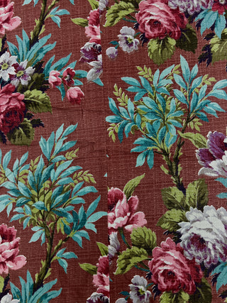 Todd Oldham Collections - Large 1940s Peony Print Nubby Cotton Barkcloth Panel